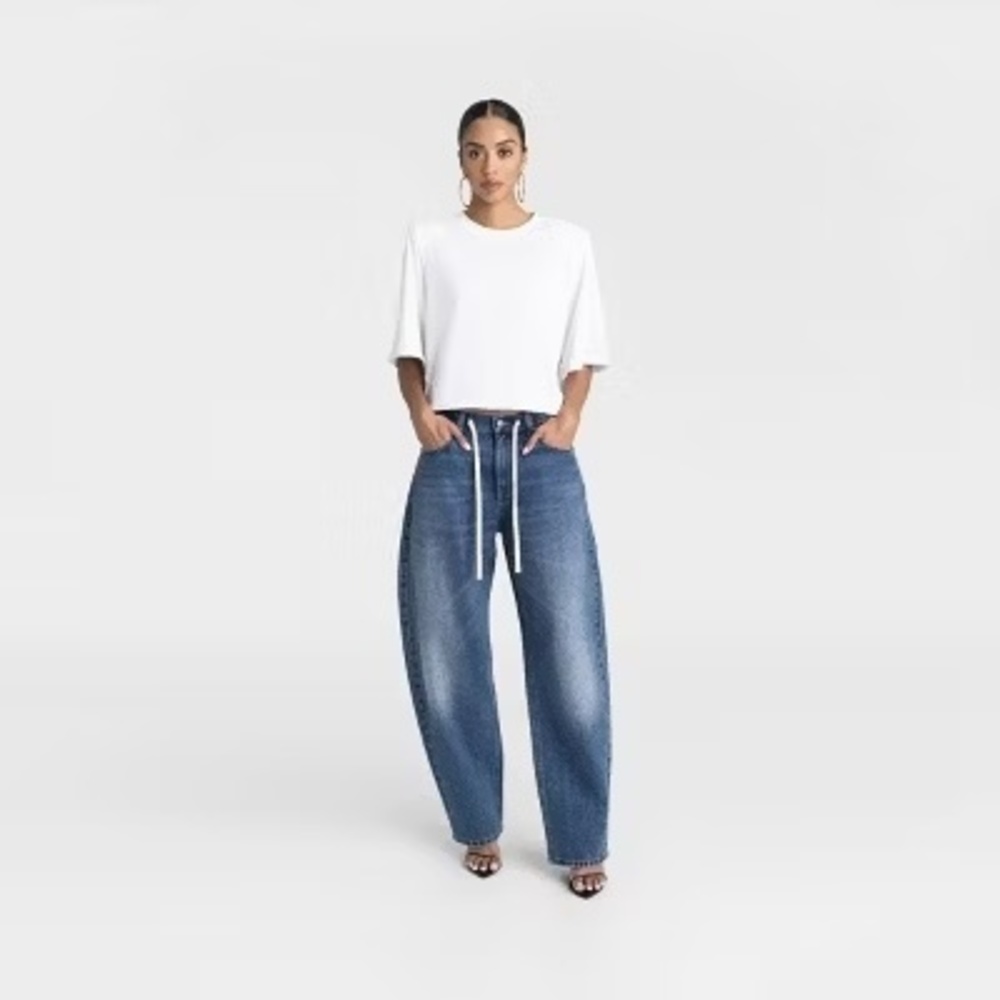 NWT KBB by Kahlana The Lynnox Mid Rise Barrel Jean Dark Wash 6 - Picture 3 of 3